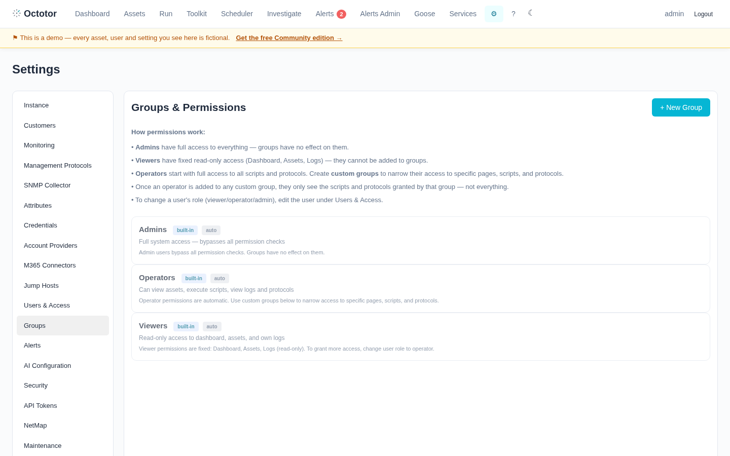 Settings — Groups